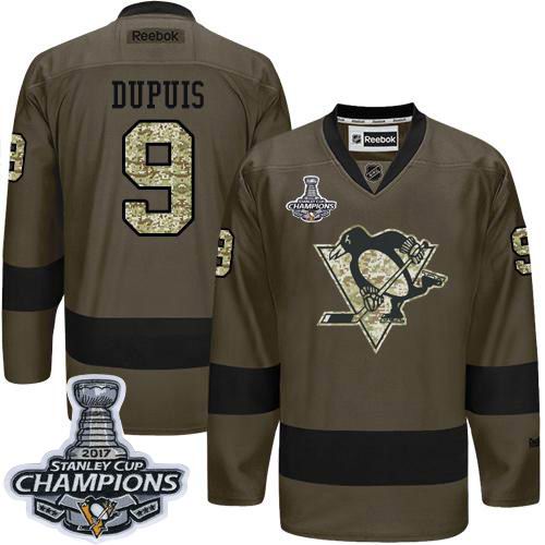 Penguins #9 Pascal Dupuis Green Salute to Service 2017 Stanley Cup Finals Champions Stitched NHL Jersey
