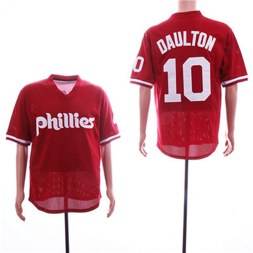 Phillies #10 Darren Daulton Red Mesh BP Jersey1