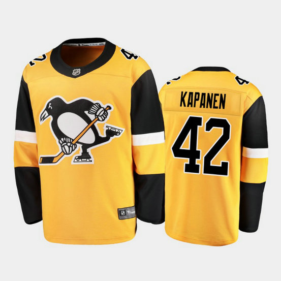 Pittsburgh Penguins #42 Kasperi Kapanen Yellow Stitched NHL Jersey