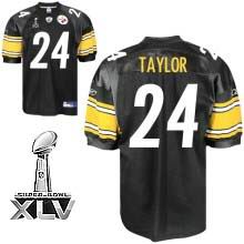 Pittsburgh Steelers #24 Ike Taylor Black Team Color 2011 Super Bowl XLV jerseys black