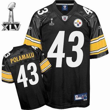 Pittsburgh Steelers #43 Troy Polamalu 2011 Super Bowl XLV Team Color Jersey black