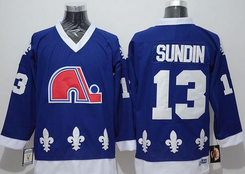 Quebec Nordiques 13 Mats Sundin Blue CCM Throwback NHL Jersey