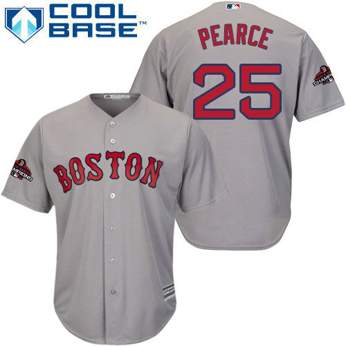 Red Sox #25 Steve Pearce Grey Cool Base 2018 World Series Champions Stitched Youth MLB Jersey