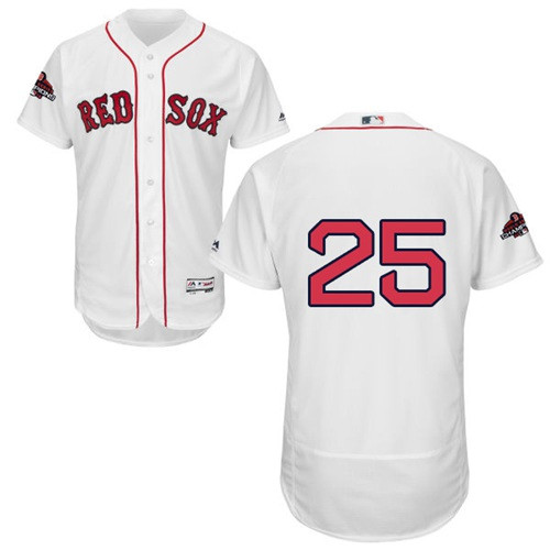 Red Sox #25 Steve Pearce White Flexbase Authentic Collection 2018 World Series Champions Stitched MLB Jersey