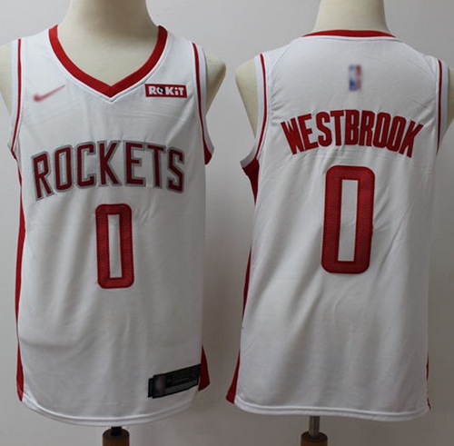 Rockets #0 Russell Westbrook White Basketball Swingman Association Edition 2019 2020 Jersey