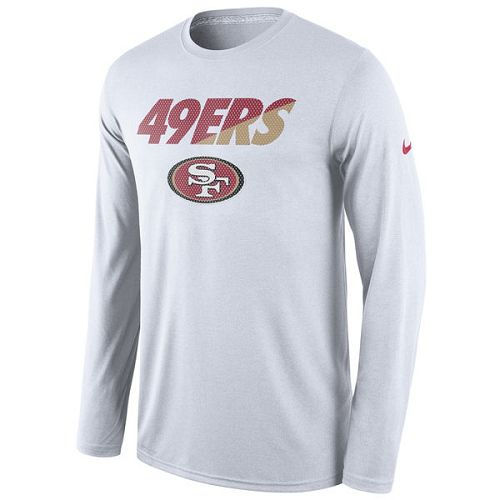 San Francisco 49ers Nike White Legend Staff Practice Long Sleeves Performance T-Shirt