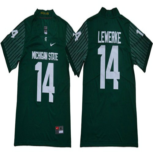 Spartans #14 Brian Lewerke Green Limited Stitched NCAA Jersey