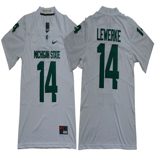 Spartans #14 Brian Lewerke White Limited Stitched NCAA Jersey
