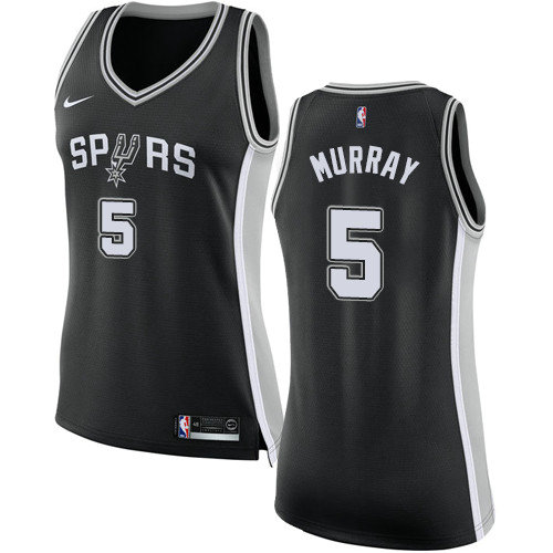 Spurs #5 Dejounte Murray Black Women's Basketball Swingman Icon Edition Jersey