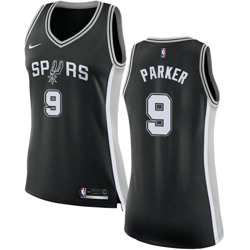 Spurs #9 Tony Parker Black Women's Basketball Swingman Icon Edition Jersey
