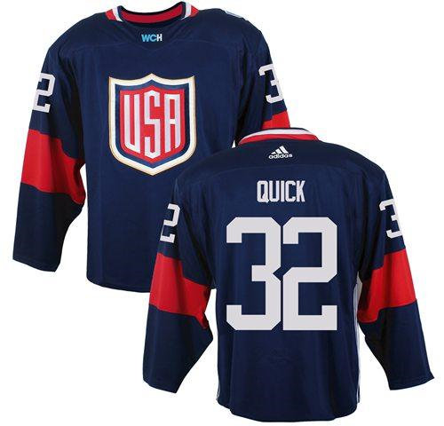 Team USA 32 Jonathan Quick Navy Blue 2016 World Cup NHL Jersey