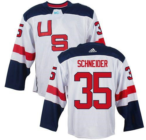 Team USA 35 Cory Schneider White 2016 World Cup NHL Jersey