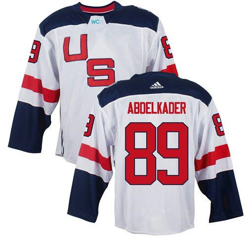 Team USA 89 Justin Abdelkader White 2016 World Cup NHL Jersey