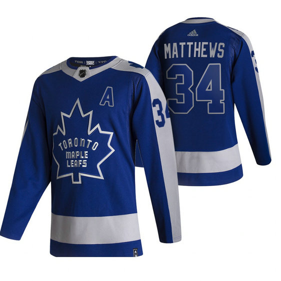 Toronto Maple Leafs 34 Auston Matthews Blue Men's Adidas 202021