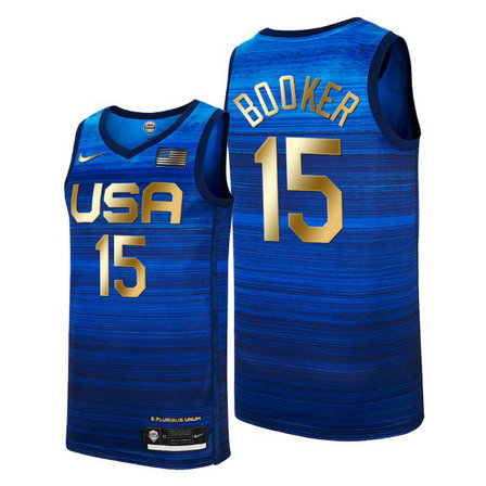 USA Dream Team #15 Devin Booker 2021 Tokyo Olymipcs Nike Basketball Jersey Blue