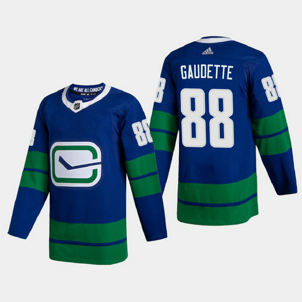 Vancouver Canucks #88 Adam Gaudette Men's Adidas 2020-21 Authentic Player Alternate Stitched NHL Jersey Blue