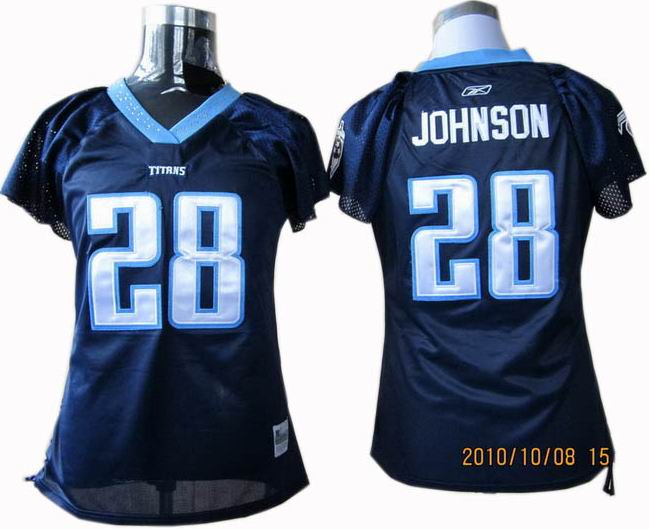 WOMEN Tennessee Titans 28# Chris Johnson Jerseys Dark blue