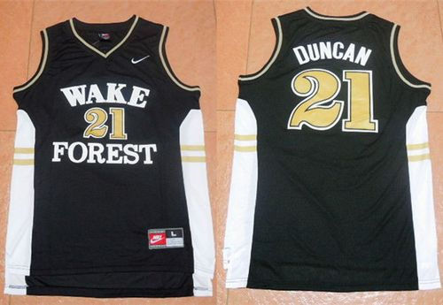 Wake Forest Demon Deacons 21 Tim Duncan Black Basketball NCAA Jersey