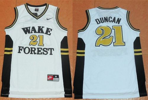 Wake Forest Demon Deacons 21 Tim Duncan White Basketball NCAA Jersey