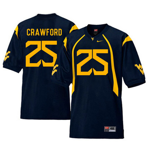 West Virginia Mountaineers 25 Justin Crawford Navy College Football Jersey