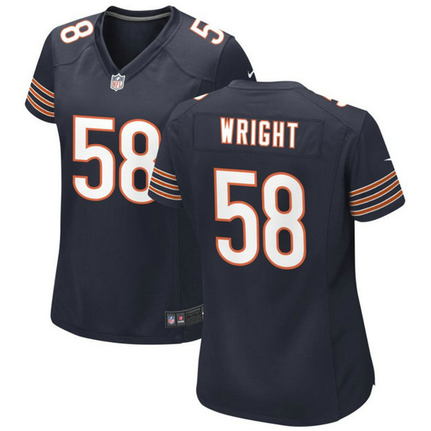 Women's Chicago Bears #58 Darnell Wright Navy Stitched Game Jersey