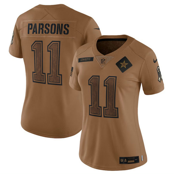 Women's Dallas Cowboys #11 Micah Parsons 2023 Brown Salute To Service Limited Stitched Football Jersey