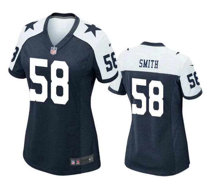 Women's Dallas Cowboys #58 Mazi Smith White Thanksgiving Stitched Football Game Jersey