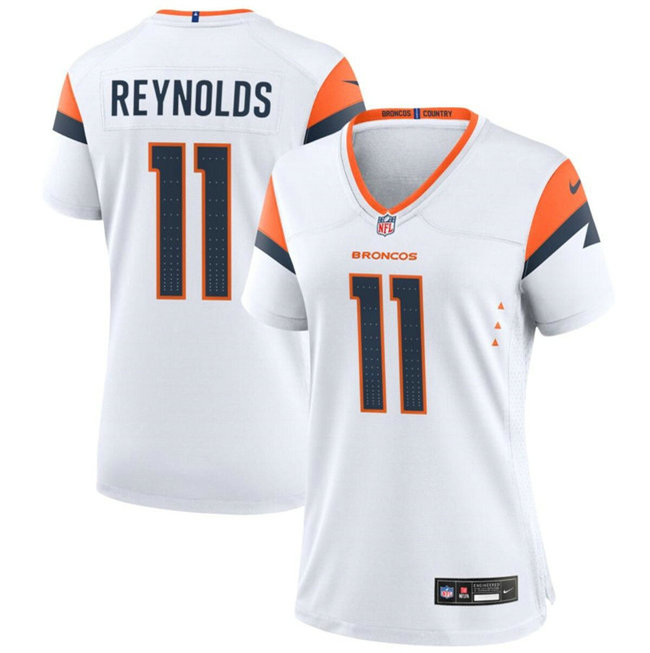 Women's Denver Broncos #11 Josh Reynolds White 2024 Stitched Jersey