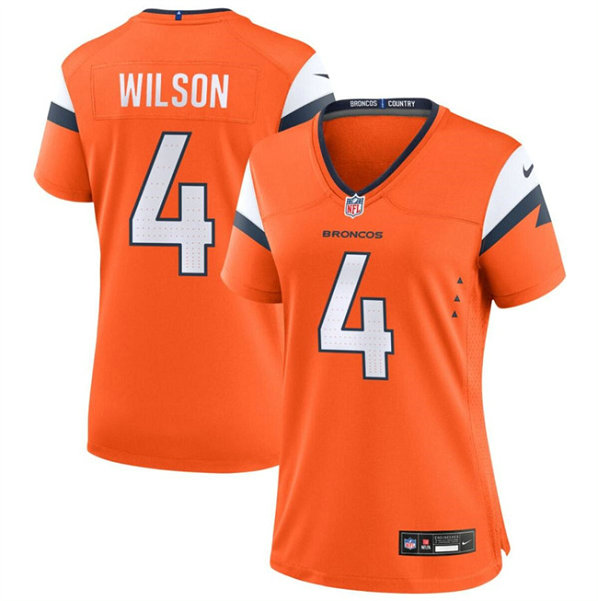 Women's Denver Broncos #4 Zach Wilson Orange 2024 Stitched Jersey