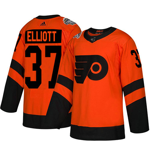 Women's Flyers #37 Brian Elliott Orange Authentic 2019 Stadium Series Women's Stitched Hockey Jersey