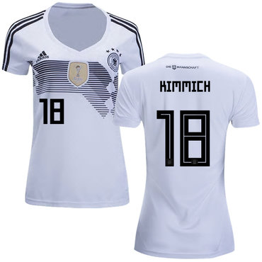 Women's Germany #18 Kimmich White Home Soccer Country Jersey1