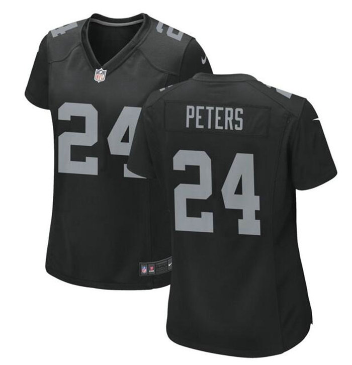 Women's Las Vegas Raiders #24 Marcus Peters Black Stitched Jersey