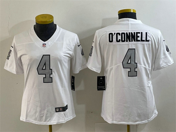 Women's Las Vegas Raiders #4 Aidan O'Connell White Color Rush Limited Stitched Jersey