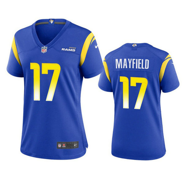 Women's Los Angeles Rams #17 Baker Mayfield Royal Stitched Game Jersey