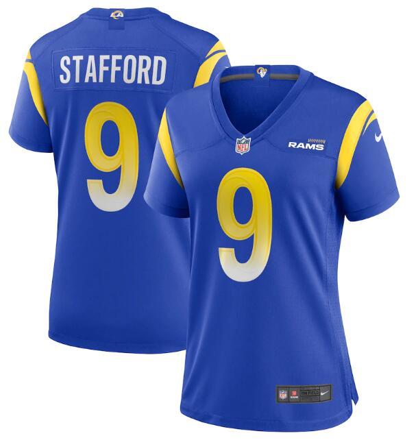 Women's Los Angeles Rams #9 Matthew Stafford Royal Vapor Untouchable Limited Stitched Jersey