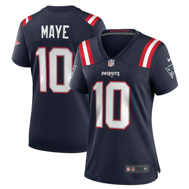 Women's New England Patriots #10 Drake Maye 2024 Draft Navy Stitched Jersey