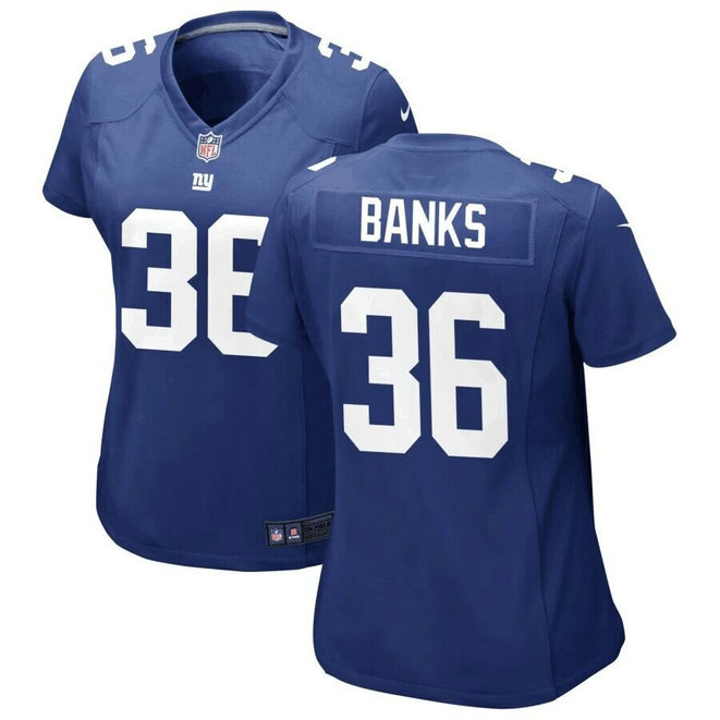 Women's New York Giants #36 Deonte Banks Royal Limited Stitched NFL Jersey
