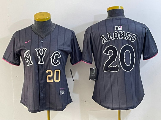 Women's New York Mets #20 Pete Alonso Graphite 2024 City Connect Limited Stitched Baseball Jersey 2