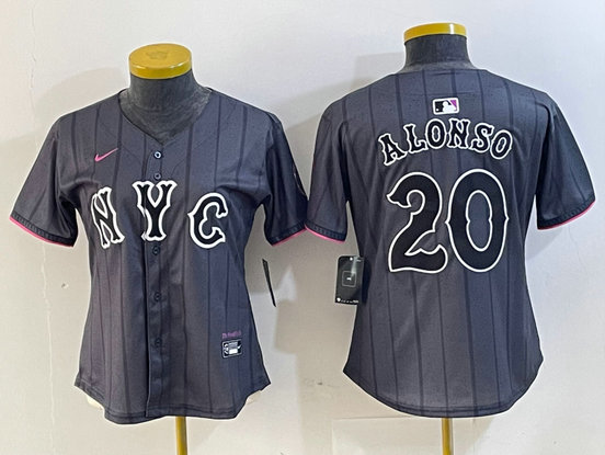 Women's New York Mets #20 Pete Alonso Graphite 2024 City Connect Limited Stitched Baseball Jersey 15