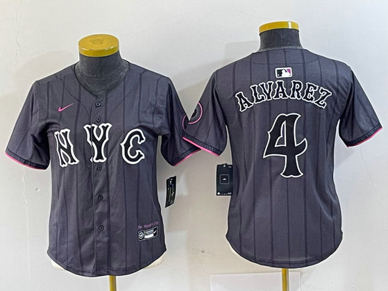 Women's New York Mets #4 Francisco Alvarez Graphite 2024 City Connect Limited Stitched Baseball Jersey 4