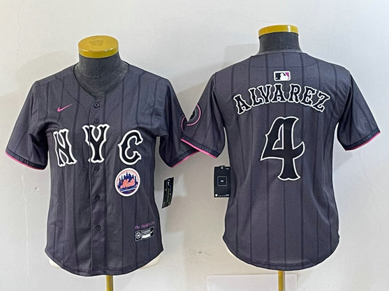 Women's New York Mets #4 Francisco Alvarez Graphite 2024 City Connect Limited Stitched Baseball Jersey