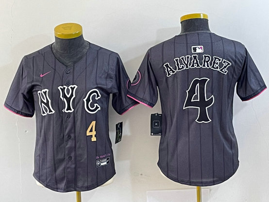 Women's New York Mets #4 Francisco Alvarez Graphite 2024 City Connect Limited Stitched Baseball Jersey 7