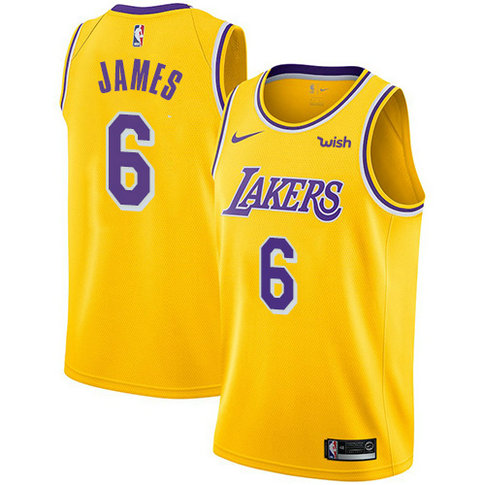 Women's Nike Lakers #6 LeBron James Gold Women's NBA Swingman Icon Edition Jersey