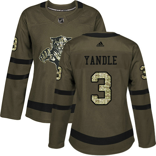 Women's Panthers #3 Keith Yandle Green Salute to Service Women's Stitched Hockey Jersey
