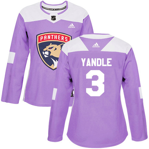 Women's Panthers #3 Keith Yandle Purple Authentic Fights Cancer Women's Stitched Hockey Jersey