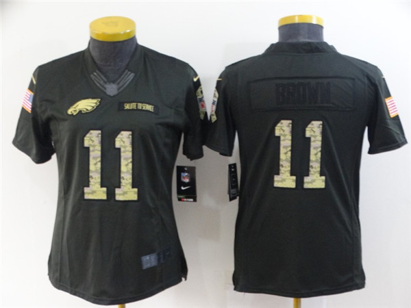 Women's Philadelphia Eagles #11 A. J. Brown Black Salute To Service Stitched Football Jersey