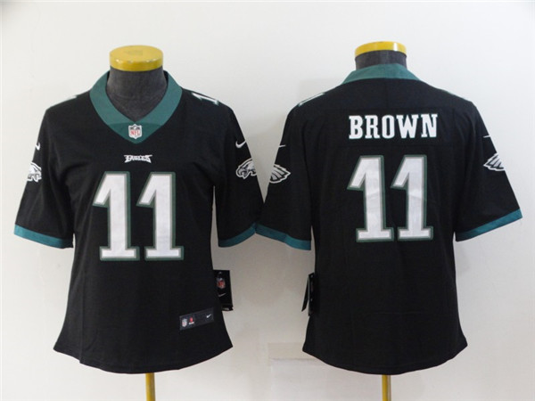 Women's Philadelphia Eagles #11 A. J. Brown Black Vapor Stitched Football Jersey