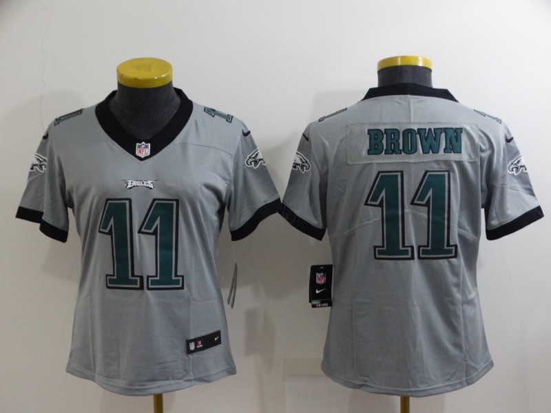 Women's Philadelphia Eagles #11 A. J. Brown Grey Vapor Untouchable Limited Stitched Football Jersey