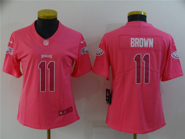 Women's Philadelphia Eagles #11 A. J. Brown Pink Stitched Football Jersey