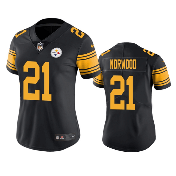 Women's Pittsburgh Steelers #21 Tre Norwood Black Color Rush Limited Stitched Jersey